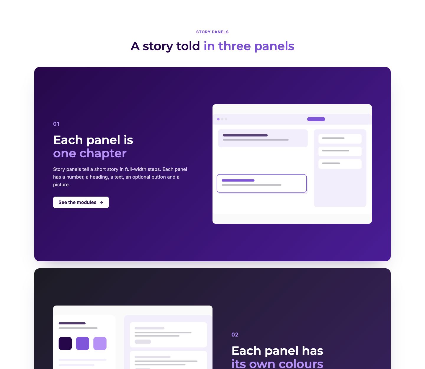 Story panels stacking as the page scrolls